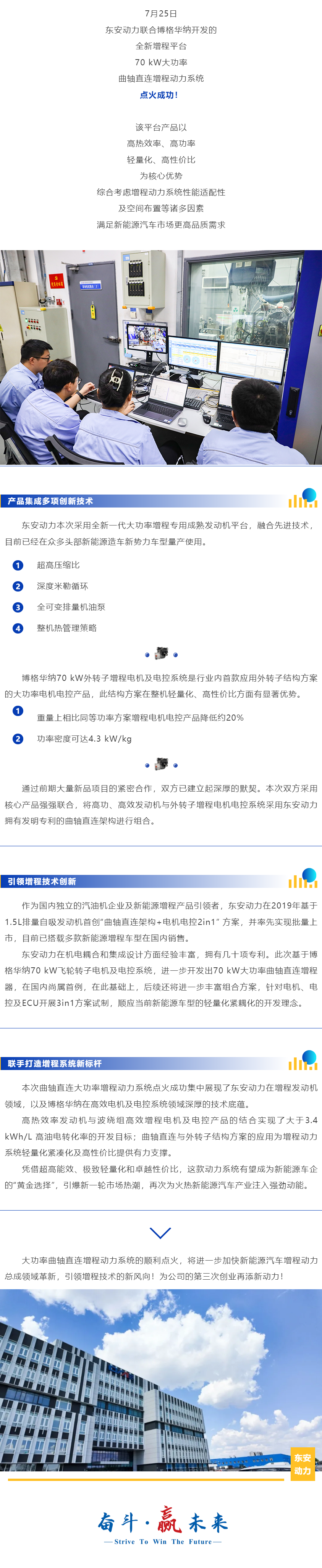 產(chǎn)品突破·極致創(chuàng)新 _ 東安動(dòng)力、博格華納聯(lián)合開發(fā)曲軸直連大功率增程動(dòng)力系統(tǒng)點(diǎn)火成功